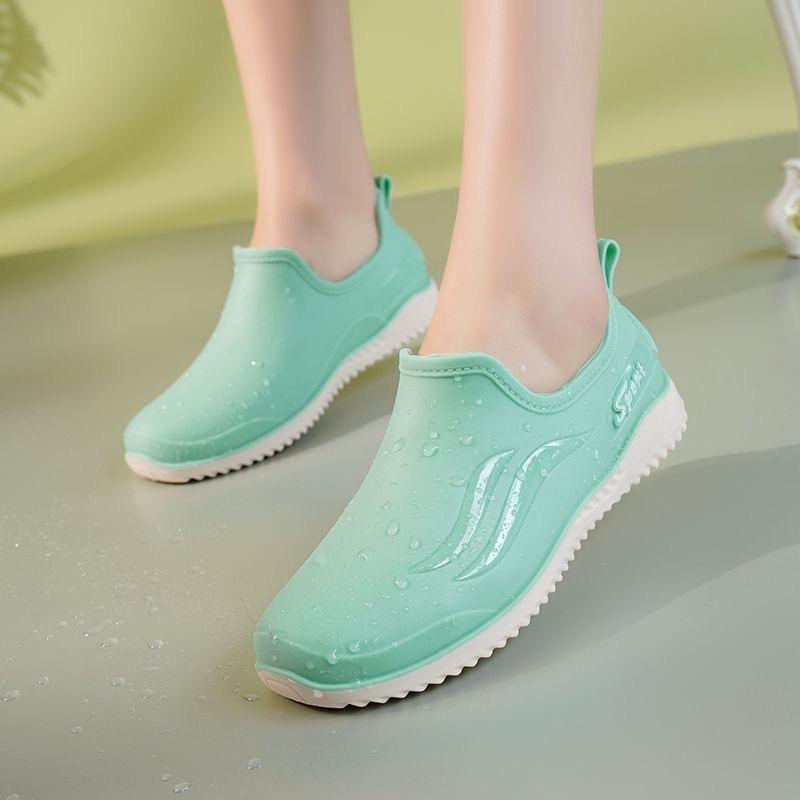 Fashionable Women's Spring And Autumn Rain Shoes, Casual, Lightweight, Waterproof, Non Slip, Kitchen Car Wash Work Rubber Shoes