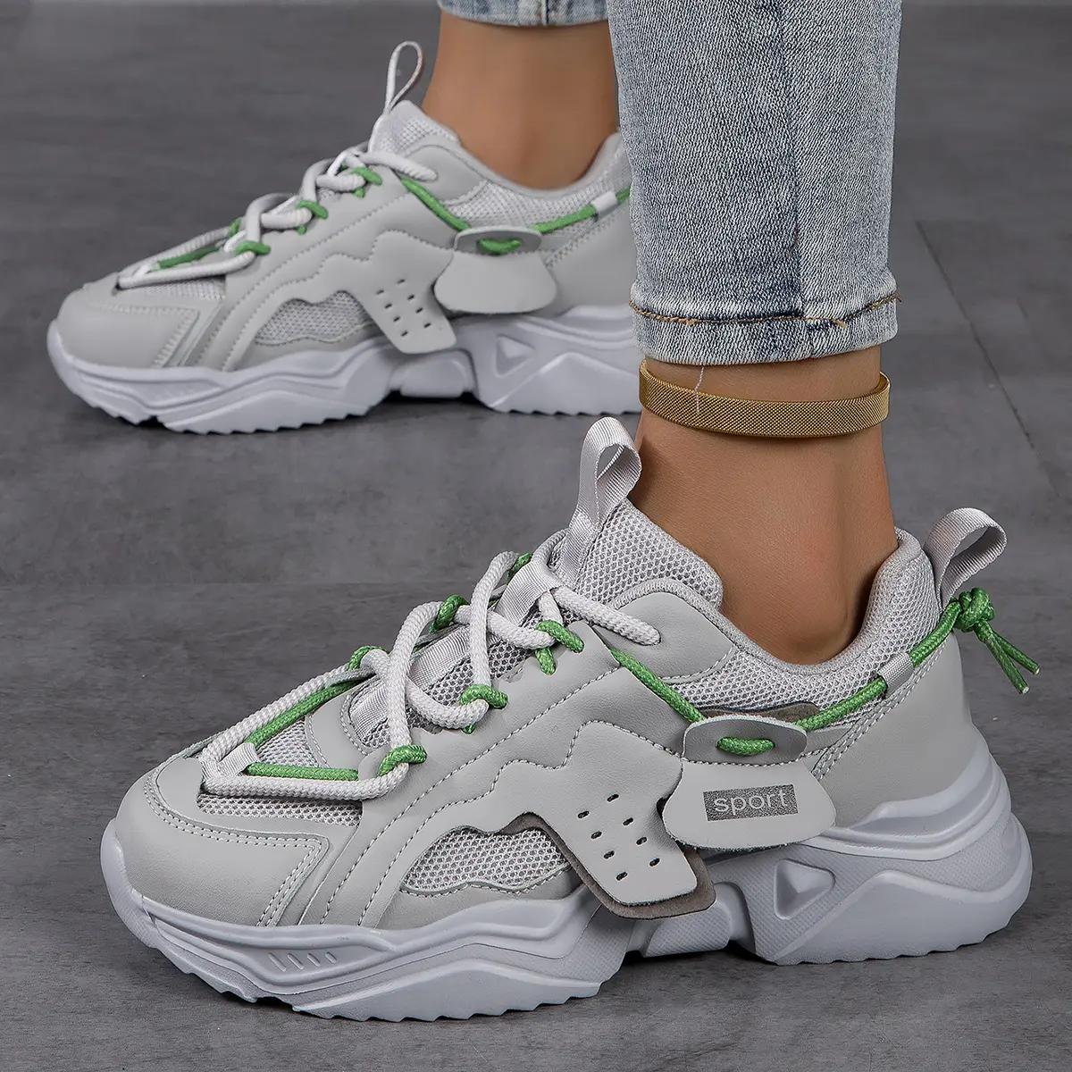 Кроссовки Женская обувь Женская спортивная обувь Спортивная повседневная обувь с дышащей сеткой 35 серый 2183₽