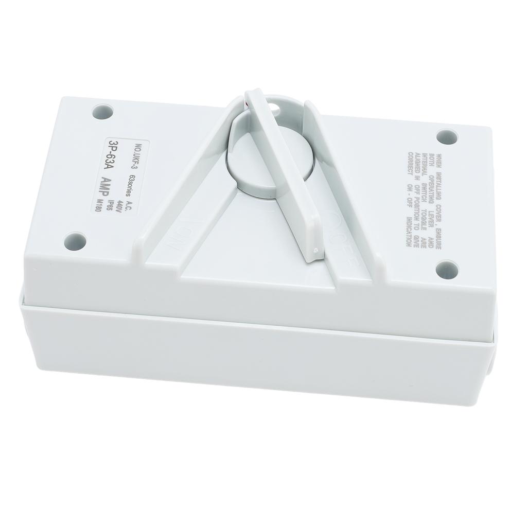 Enclosed Motor Disconnect 63A 440V 3 Pole, Isolation , IP65 Water Proof, Silver Contacts, for Industrial, Airports, Docks, Shippin