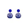Elegant Blue and White Porcelain Fragment Dangle Earrings – Chinese Retro Geometric Design for Women