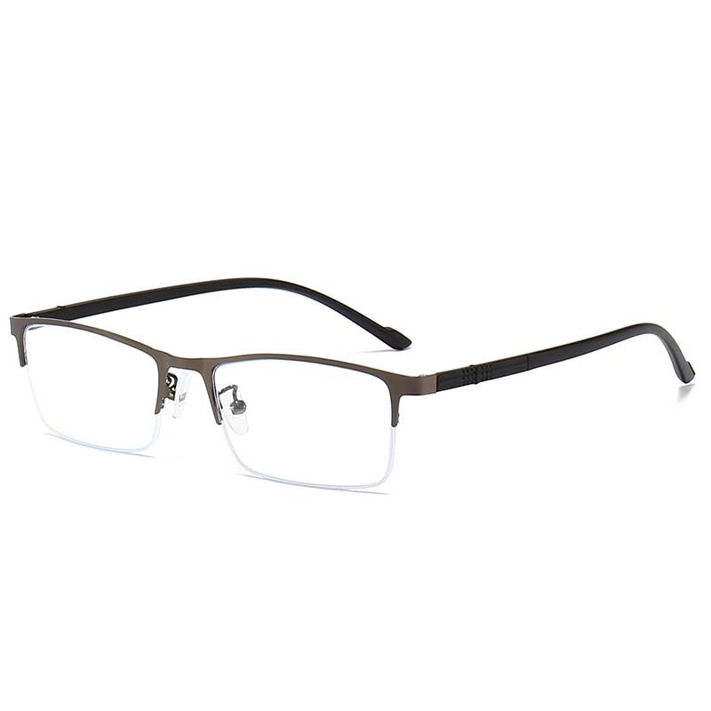

Men s Business Metal Presbyopia Glasses Frame 2025 New Half Frame Anti Blue Light Flat Reading Glasses 8057 +200 серый