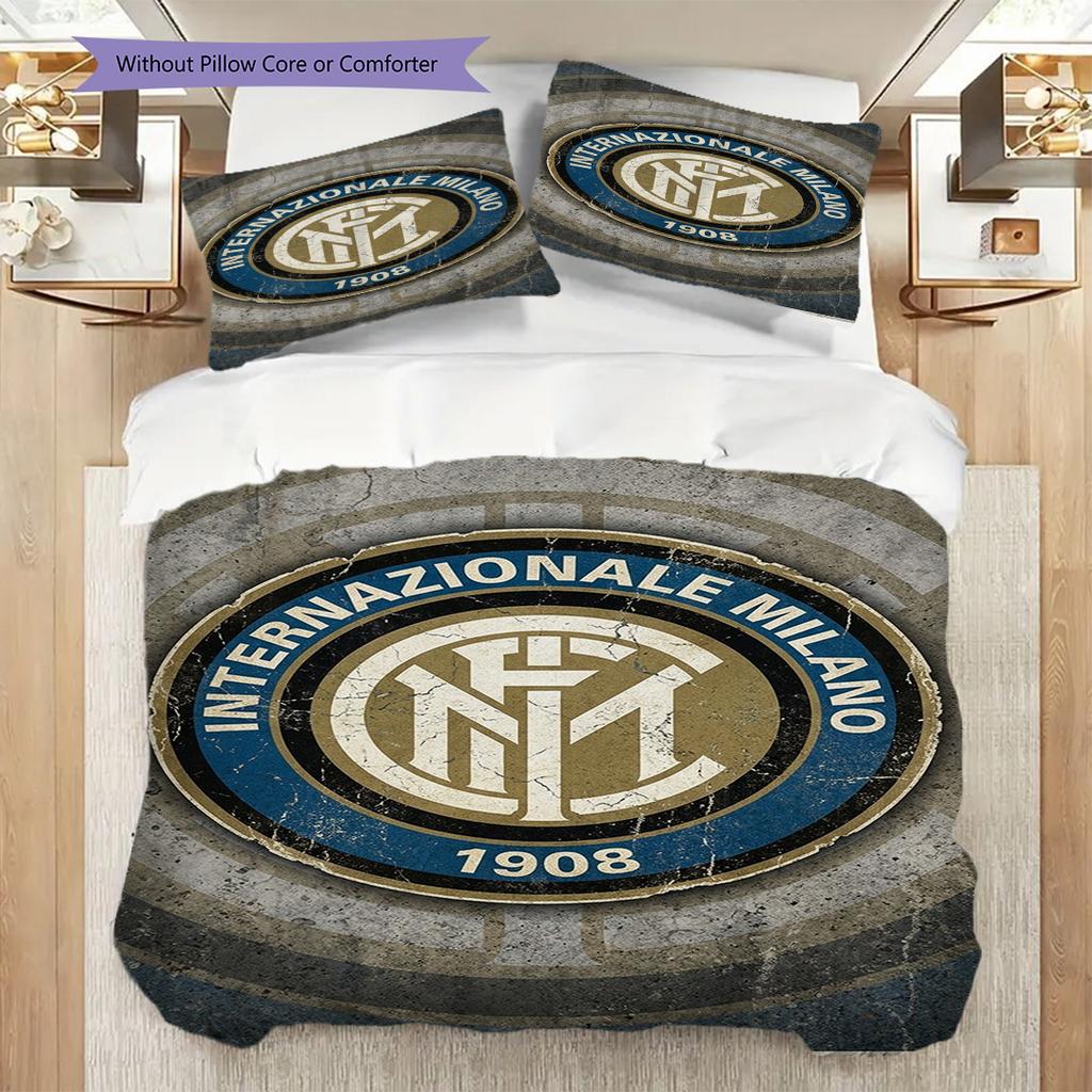 Inter Milan Emblem: Bold Design Three-piece set (1 * duvet cover + 2 * pillowcase, without core) Soft and comfortable Christmas birthday gift