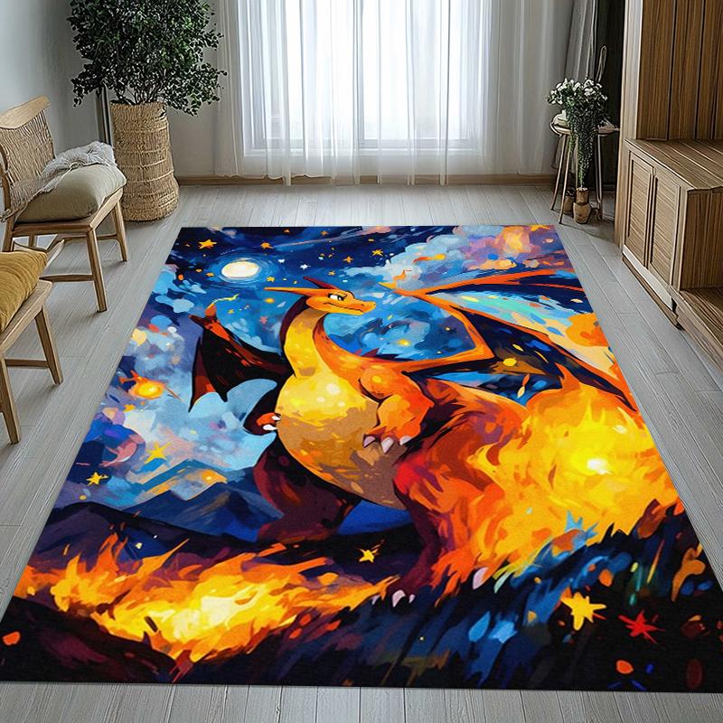 Charizard Charmander Pokemon Living Room Non-Slip Area Rug Soft Carpet for Bedroom Kids Playroom Sofa,Home Decor Doormat Gift