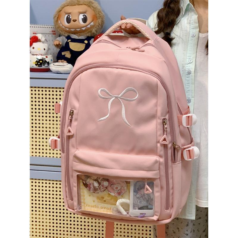 Wind High Value Versatile Girl Small Schoolbag Large Capacity Small Junior High School Student Embroidered Bow Backpack