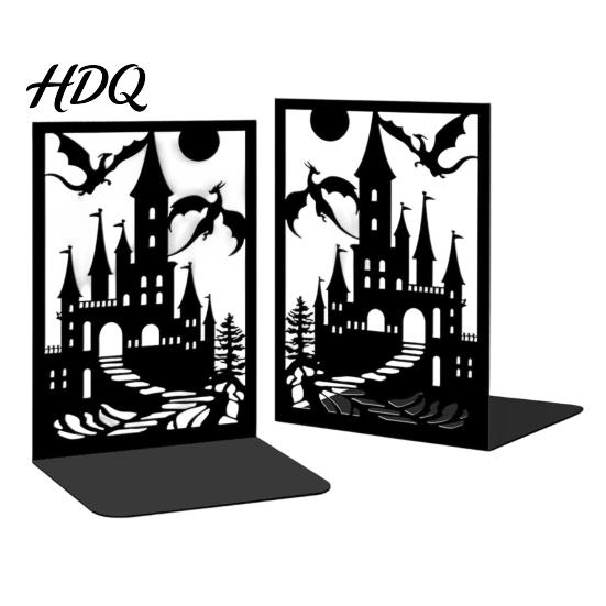 Heavy Duty Bookends 1 Pair Metal Dragon Bookends Fantasy Castle Decorative Book