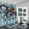 Ocean Monster Octopus Print Shower Curtain Set Waterproof Bathroom Curtain Set With Rugs Toilet Cover Mat For Bathroom Decor
