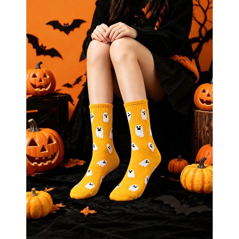 Socks Halloween Unisex Spring and Autumn Cartoon Ghost Ins Versatile Color Mid Tube Socks