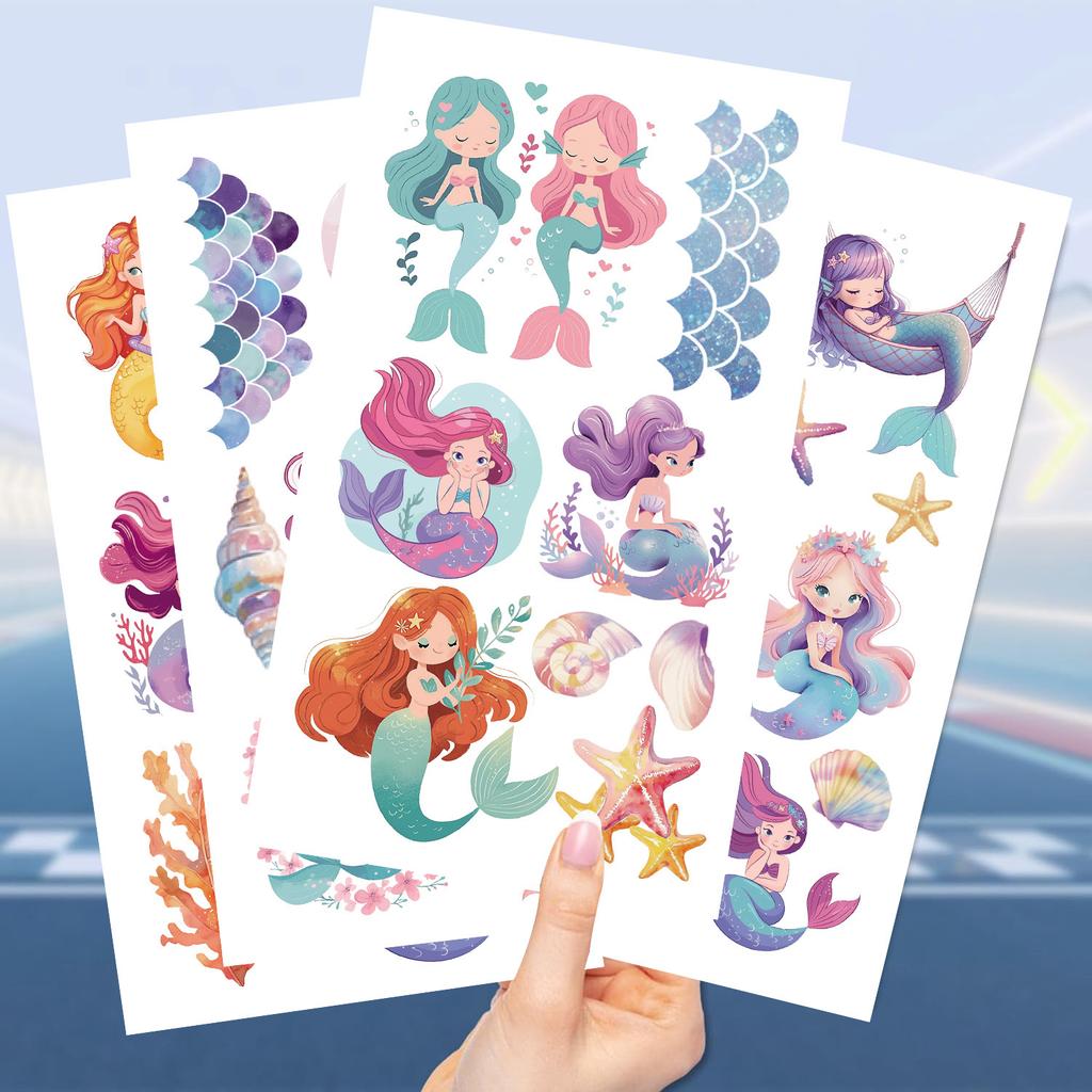 New Cartoon Mermaid Series Tattoo Stickers Waterproof Party Party Gift Funny DIY Fun Face