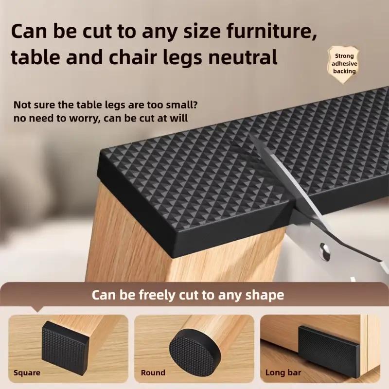 Black Felt Furniture Pads, Thick Non-Slip & Soundproofing, Cut-to-Size for Chair/Table Legs, Protects Floors
