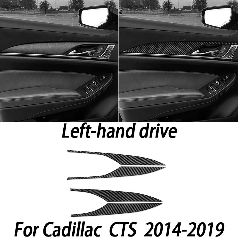Carbon Fiber Car Interior Accessories Center Console Panel Door Handle Gear Shift Decorative Stickers For Cadillac CTS 2014-