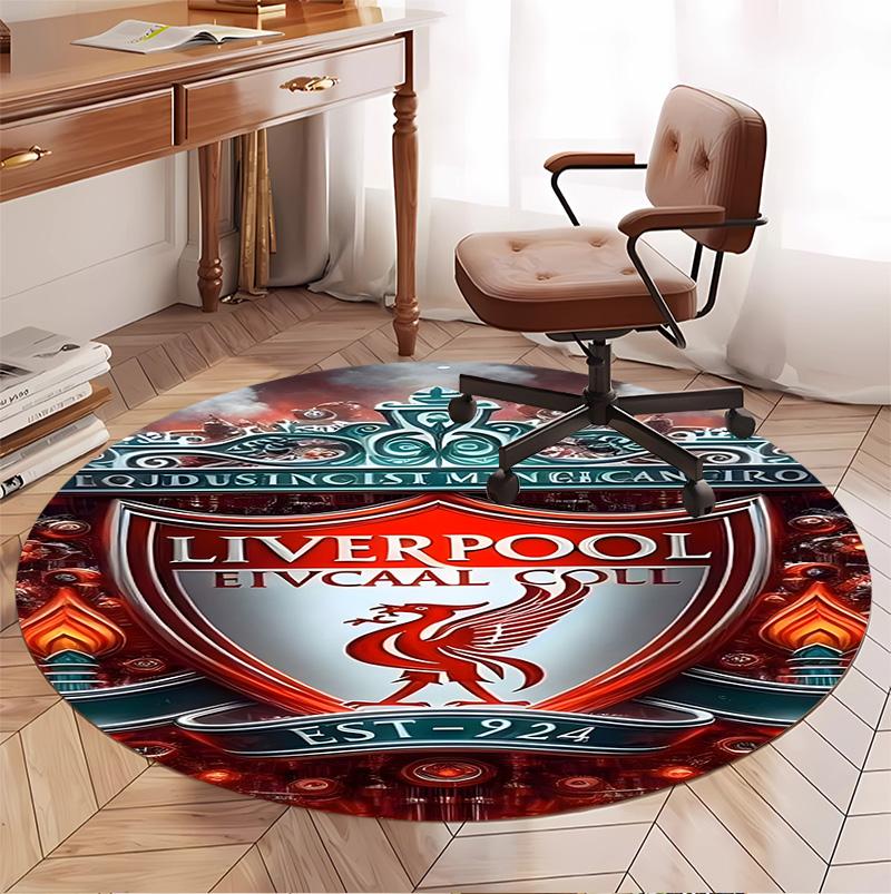Liverpool F.C Pattern Round Rug, Indoor/Outdoor Mat, for Picnic, Gameroom, Bedroom, Office, Living Room, Home Decor Carpet, Birthday Gift
