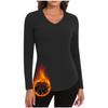 Women's Fashionable Casual Long-Sleeved Knit Top With Fleece , V-Neck, Solid Color, Slim Fit, Stretch Top
