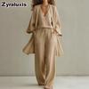 Set Cardigan e Pantaloni a Gamba Larga con Spalline Larghe da Donna Nuovi Stili Primaverili