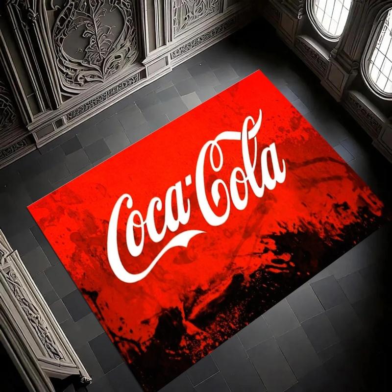 Red Black Splash Coca Cola Logo Non Slip Floor Rug Retro Vintage Drink Brand Washable Indoor Living Room Bedroom Decor Area Carpet