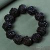 Bodhisattva Exquisitely Carved Agarwood & Sandalwood 20mm Buddhist Prayer Beads Bracelet