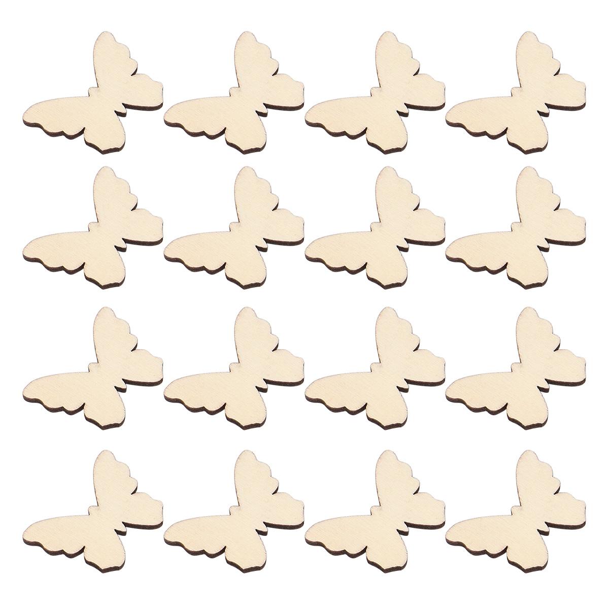 

100 Pcs Decor for Shelves Butterfly Wood Chips 100pcs Wooden Ornament Carving Crafts Decoration Slice Child 3.50X2.60X0.20CM бежевый