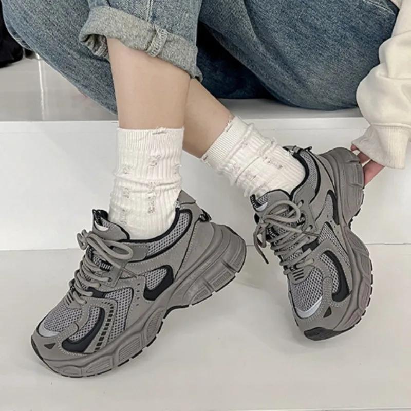 Fashion New Fashion Summer Woman Casual Shoes Sneakers For Women Platform Shoes Female Lace Up Tennis Shoes Chunky Sneakers Size 36-42