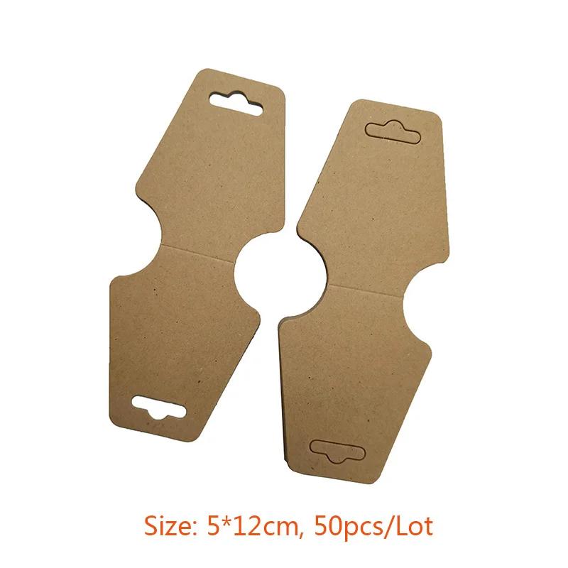 Retail 100 Pieces Necklace Package DIY Double Fold Kraft Paper Label Rectangular Gift Card Label Blank Label 3 Colors