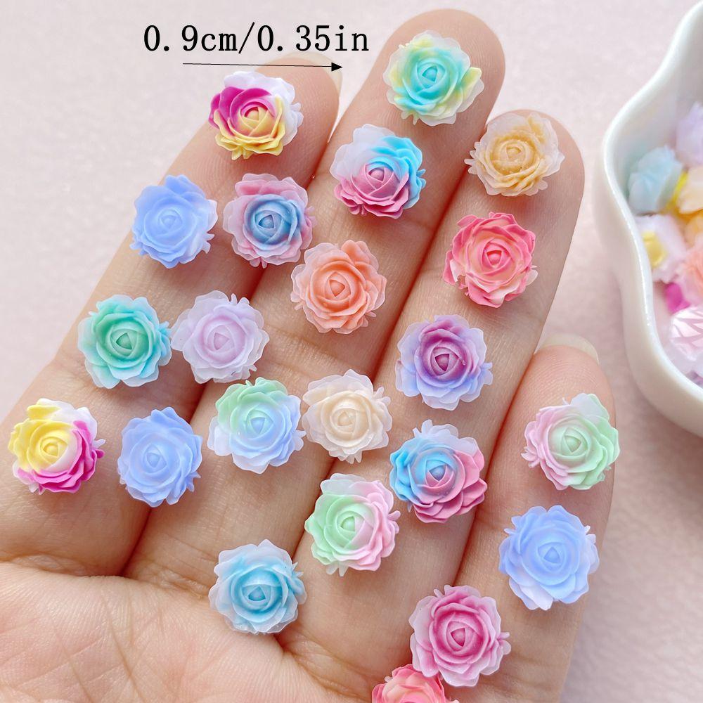 50Pcs New Cute Resin Mini Colorful Little Flowers Series Flat Back Manicure Parts Embellishments For Hair Bows Accessorie
