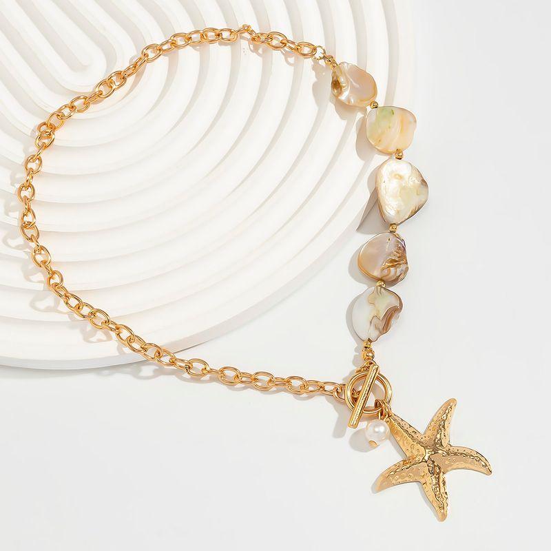 

Fashion Ins Vacation Exaggerated Starfish Asymmetrical Shell Necklace Clavicle Chain Trendy Easiest for Match Classy Necklace for Women Starfish Shell Necklace