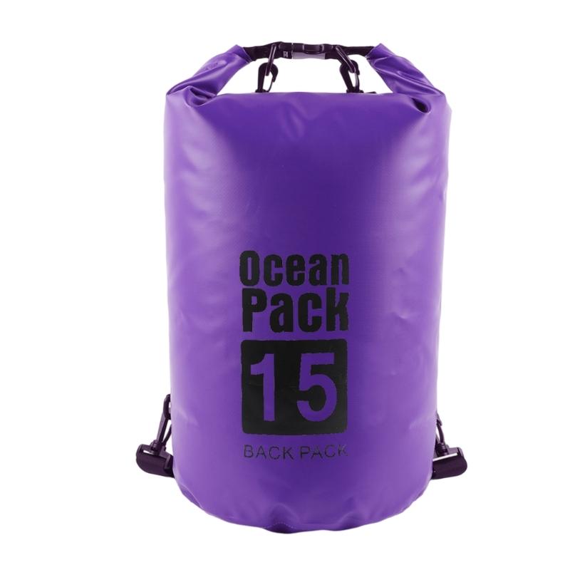 Practical Outdoor Waterproof Dry Backpacks Tear Resistant PVC Storage Bag Adjustable Shoulder Strap For Hiking