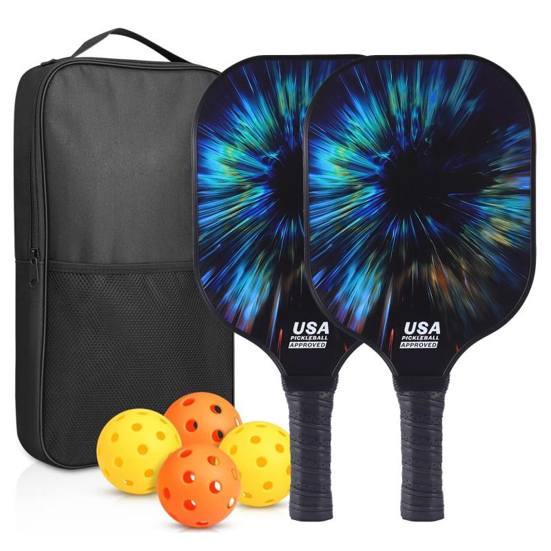 Carbon Fiber Pickleball Paddle Set With PP Honeycomb Core UV Printed Racket Beginners To Advanced Players