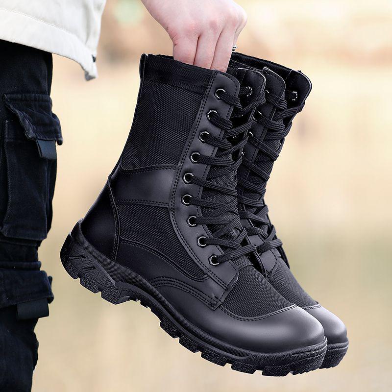 Men's Genuine Leather Mesh Breathable High-Top Hiking & Work Boots