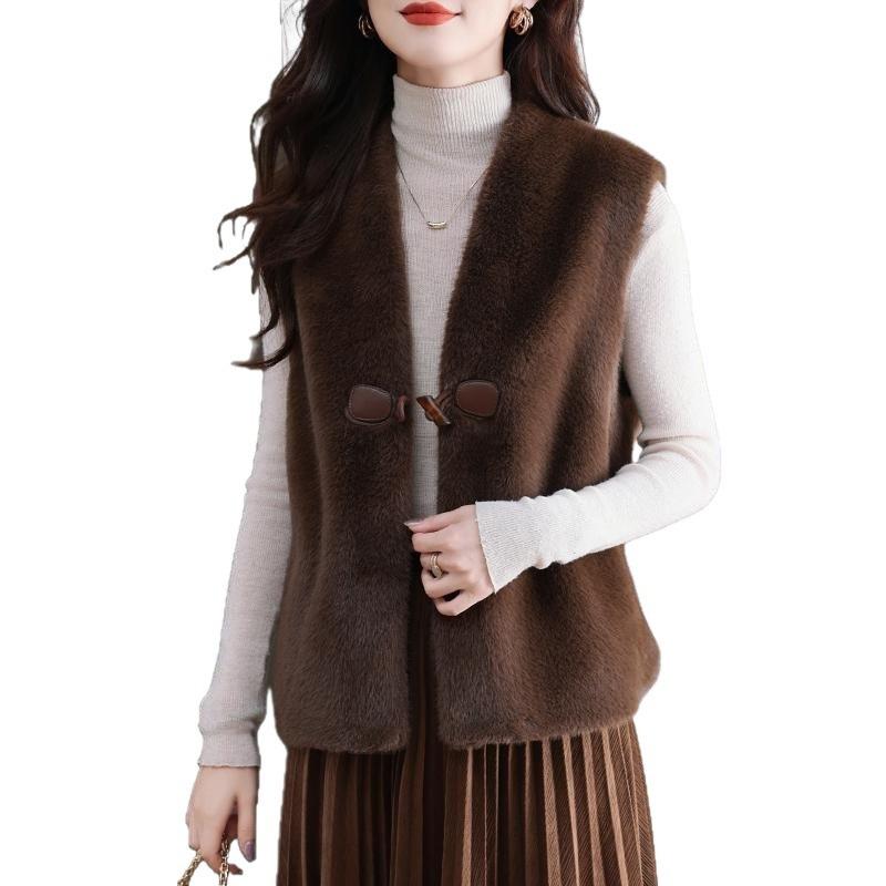 New Imitation Mink Velvet Vest Spring Autumn and Winter Fur Coat Vest Wear Thin Mother