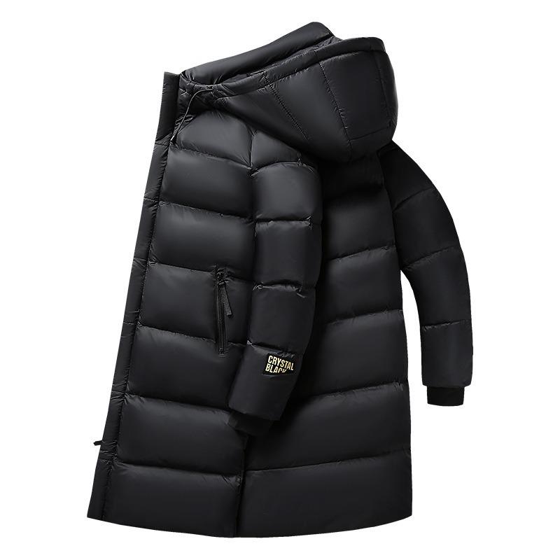 New winter black and gold down jacket men's and women's long trendy brand warm thickened white duck down hooded jacket men's clothing