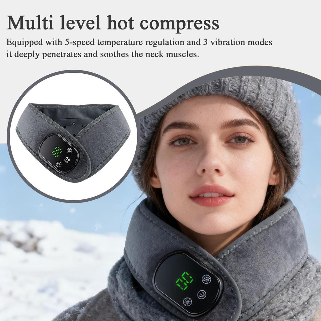 Neck Heating Pad 5 Heat Settings Thermal Warmer Electric Heating Wrap with Vibration Massage for Women Men Elderly Home