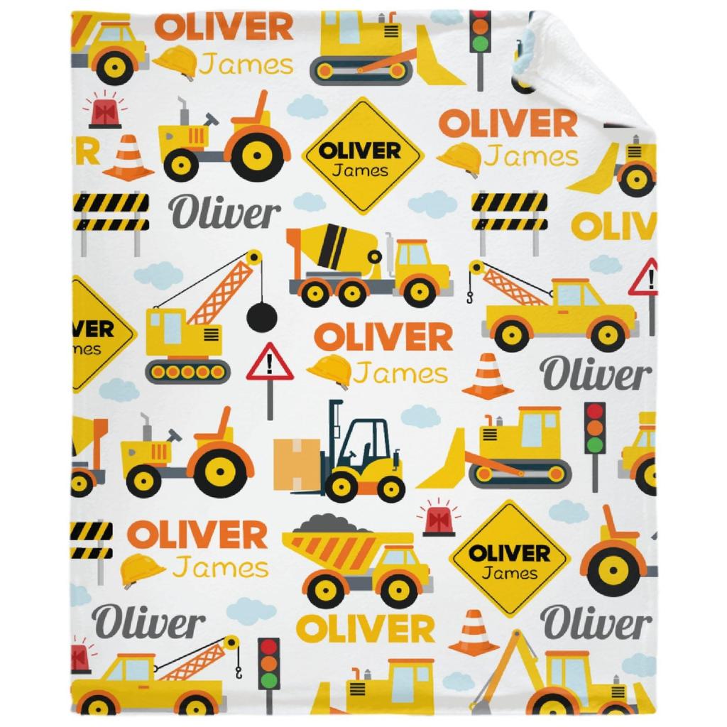 Cartoon Truck Letters Digital-printed Polyester Bedroom Velvet Flannel Soft Sofa Cover Blanket Fleece Soft Sofa Cover Blankets