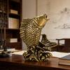 Small Brasses FengShui Fish Ornament Meaning Prosperities and Luck in Culture Decorative Piece for Shelf or Table