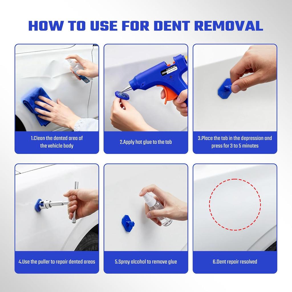 Car Dent Repair Removal Kit Small Paintless Auto Body Puller Remover Tool Tools,28Pcs Dent Pull Kits,Dent Remover Tool For Car Door Dents Hail Damage