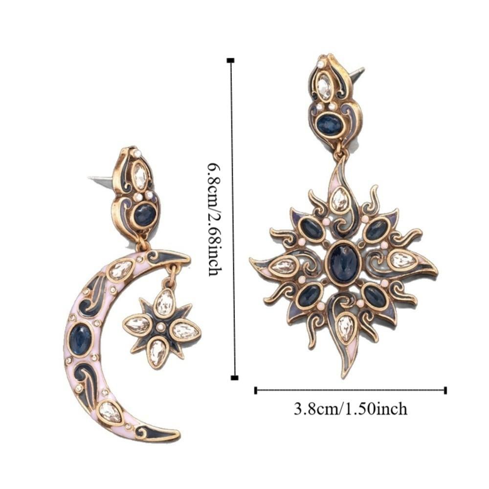 Embedded Sun Moon Earrings Versatile Stud Earring Aesthetics Ear Jewelry  Mom