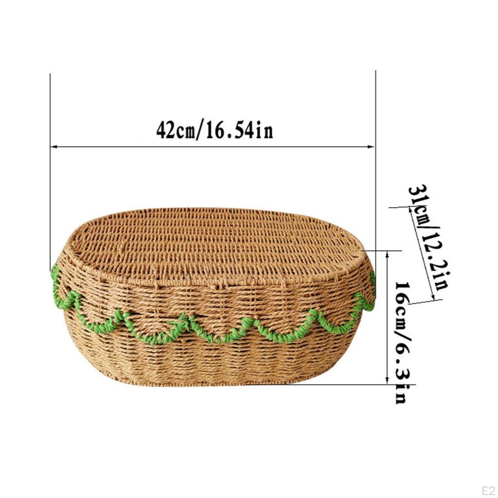 Woven Basket with Lid Materials Handmade Wicker Design Handwoven Oval Paper Rope Storage Box