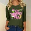 3/4 Sleeve Tops For Women T-Shirt Casual Christmas Print Tops T Shirt Round Neck Pullover Blouse