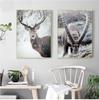 Scandinavian Poster and Print Winter Nature Landscape Canvas Painting Beer Deer Animal Wall Art Picture Nordic Style Home Decor No Frame