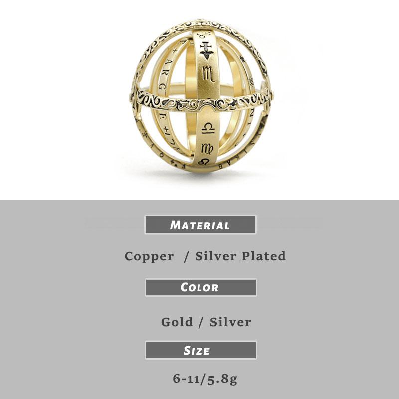 Pendentif anneaux pour hommes rotatif cosmique Vintage boule astronomique anneaux collier pour femmes lettre bague bijoux HMM