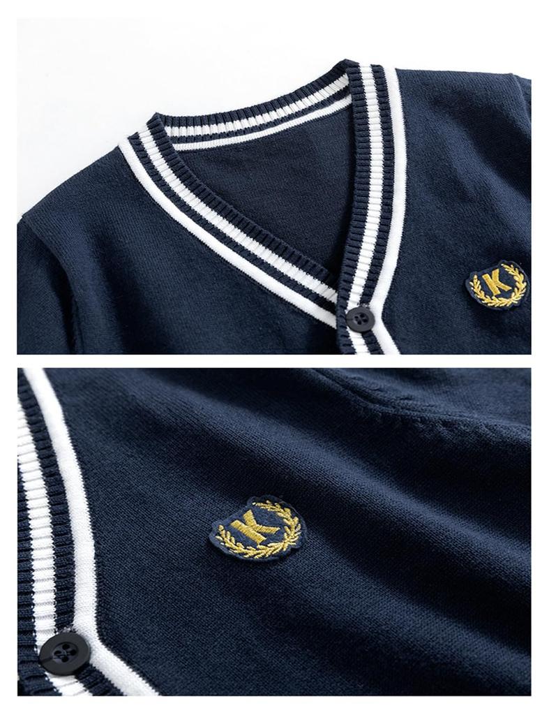 YuWan Knit Long School Open Elementary School Korean Perfect for Size 140 Kids' Cardigan, Sleeve, Boys' Sweatshirt, Sweater, V-Neck, Children's