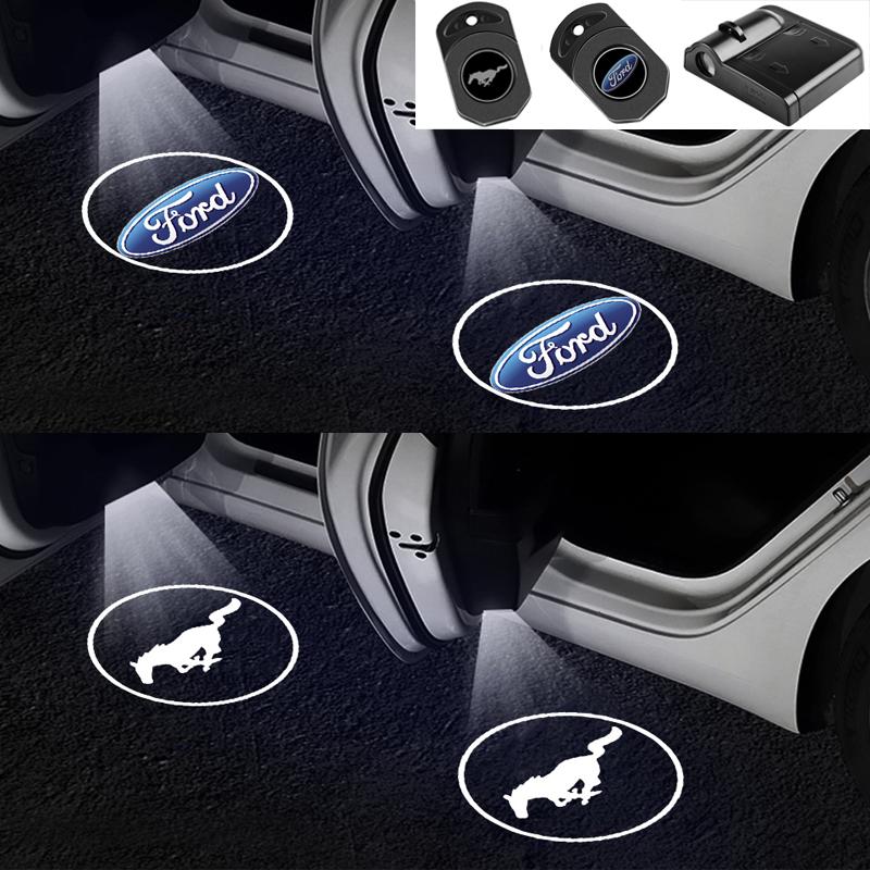 1pcs Car LED Car Door Welcome Lamp Laser Courtesy Lights For Ford Mustang Fiesta Mk7 Ranger Mondeo Fusion Escape Kuga Edge Focus UP2