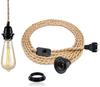 4.5M Vintage Style Hemp Rope Pendant Light Cord Kit EU US UK Plug Switch E26 E27 Lamp Holder for Simple Pendant Light Decoration