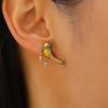 1 Pair Oil Dripping Bird Stud Earrings Hypoallergenic Alloy Enamel Red Bird Bell Earrings Lightweight Women Girls Earrings Fashion Jewelry