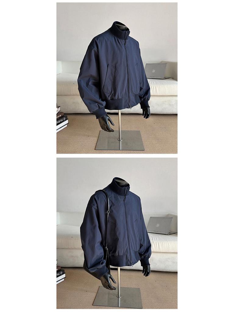 American Retro Men's Oversized Pilot Jacket - Trendy Spring/Autumn Stand Collar Baseball Style