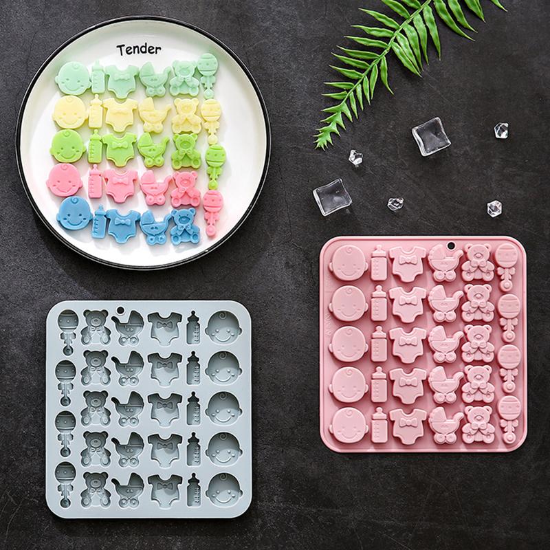 Baby Shower Chocolate Mold,Baby Onesie Silicone Mold Baby Bottle Cradles Mold,Bite Size Chocolate Candy Mold For Cake Cupcake