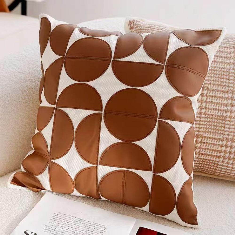 45×45Cm Lmitation Leather Cushion Cover Coffee Orange Red Pillowcase Patch Sofa Chair Bed Pillow Cover Home Decoration Detachabl
