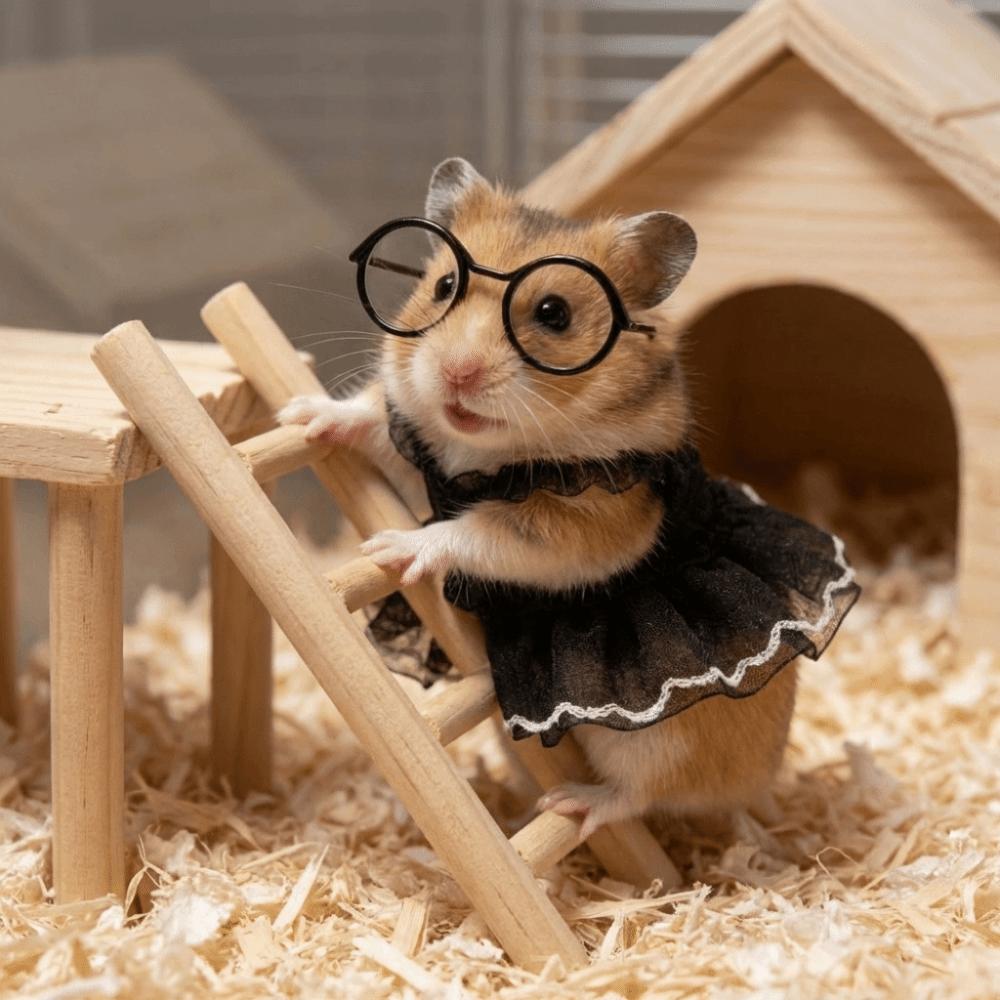 Breathable Pet Puff Skirt Lightweight Pet Dress Eyeglasses Set Pet Suspender Skirt  Fancy Rats