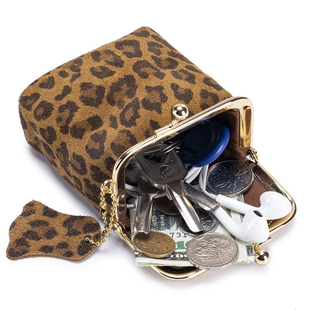 Genuine Leather Mini Leopard Print Coin Purse – Multi-functional Storage Bag for Women