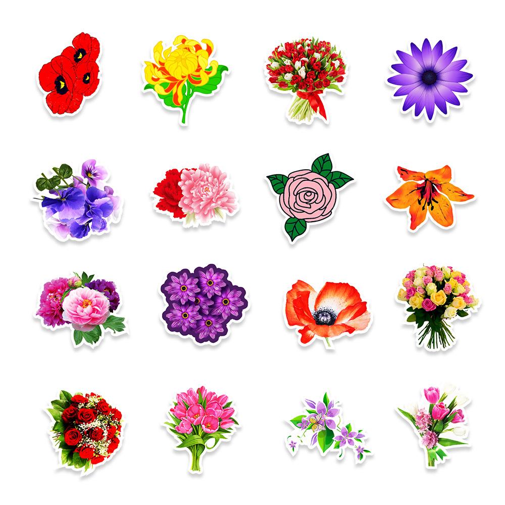 50 New Plant-based Flowers Graffiti Stickers Balanced Driving Mobile Phone Kettle Decoration Stickers