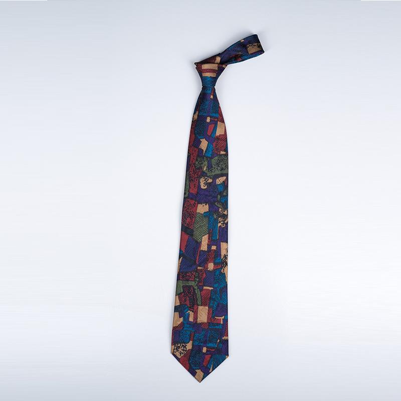Pattern Printed Tie Men'S 9Cm Wide Personalized Retro Banquet Hosting Suit Large Flower Polyester Hand Tie