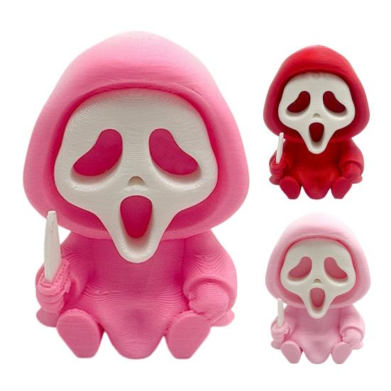 Compact Skull Model for Collection Halloween Ghost Statue, Cartoon Skeleton Sculpture, 3D Printed Textures Novelty Gift Horror Fans Ornament